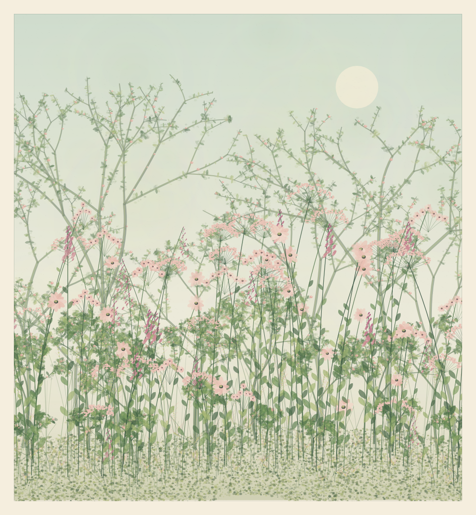 Pink blossoms in the spring version of garden 001